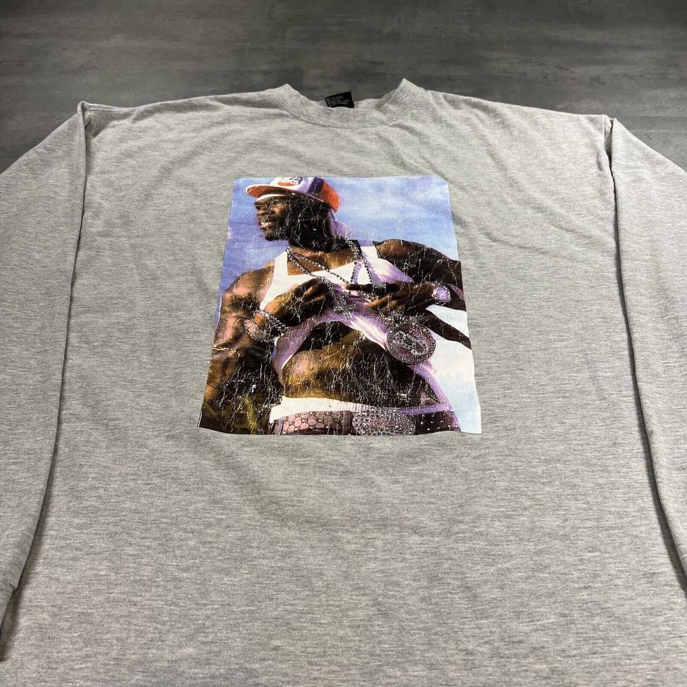 Vintage DMX 50 Cent Shirt Adult 2XL XXL Gray Long Sleeve Rap HipHop Bedazzle Y2K